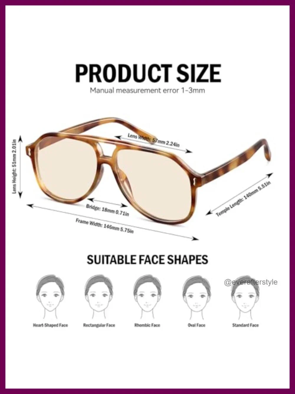 Oversized Square Aviator Sunglasses UV400 Retro Double Bridge for Women